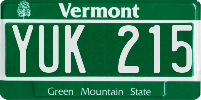 VT license plate YUK215