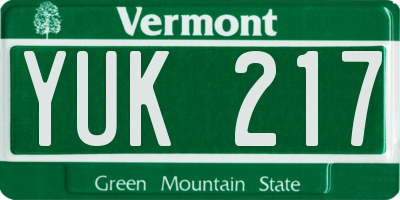 VT license plate YUK217