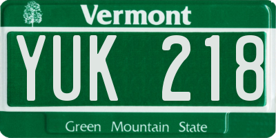 VT license plate YUK218