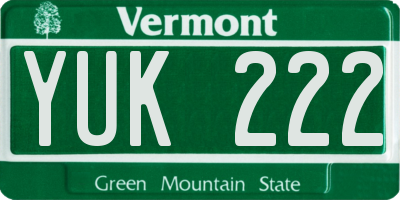VT license plate YUK222