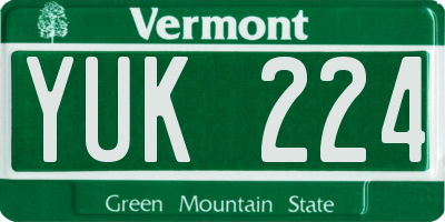 VT license plate YUK224