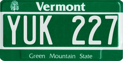 VT license plate YUK227