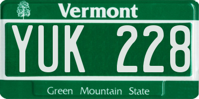 VT license plate YUK228