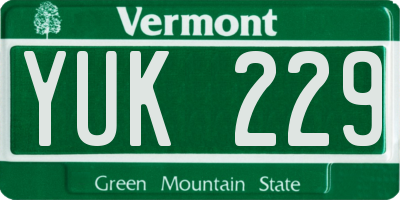 VT license plate YUK229