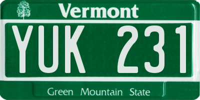 VT license plate YUK231