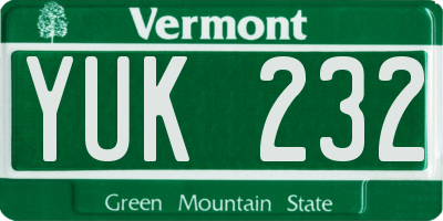 VT license plate YUK232