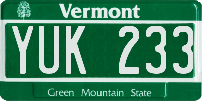 VT license plate YUK233