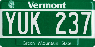 VT license plate YUK237