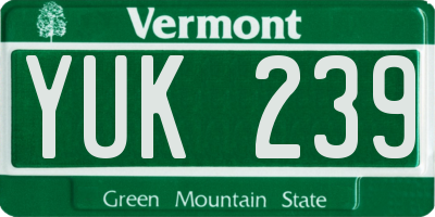 VT license plate YUK239