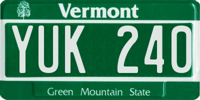 VT license plate YUK240