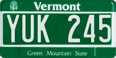 VT license plate YUK245