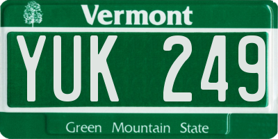 VT license plate YUK249