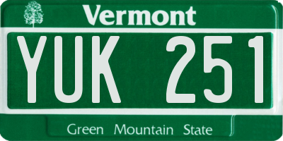VT license plate YUK251