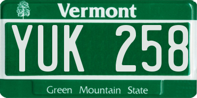 VT license plate YUK258