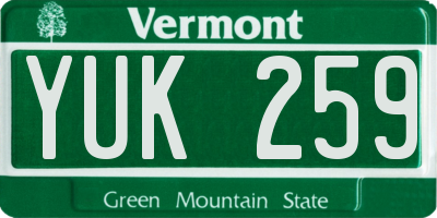 VT license plate YUK259