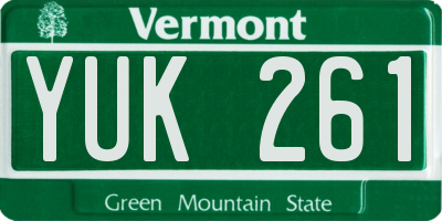 VT license plate YUK261
