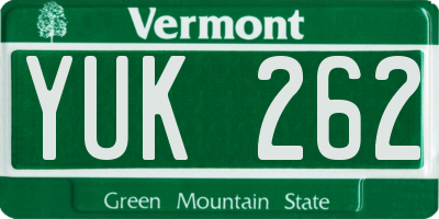 VT license plate YUK262