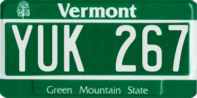 VT license plate YUK267