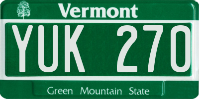 VT license plate YUK270