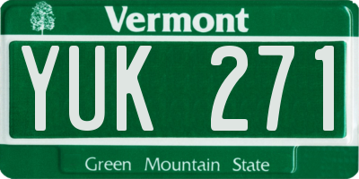 VT license plate YUK271