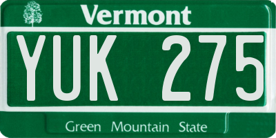 VT license plate YUK275