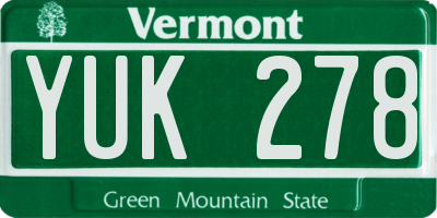VT license plate YUK278
