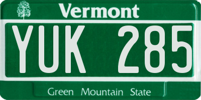 VT license plate YUK285