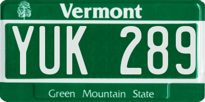 VT license plate YUK289