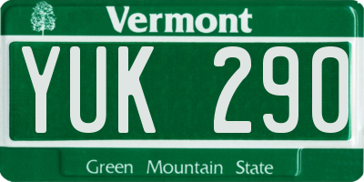 VT license plate YUK290