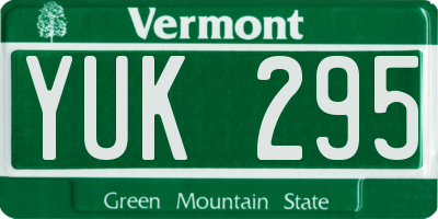 VT license plate YUK295
