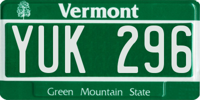 VT license plate YUK296