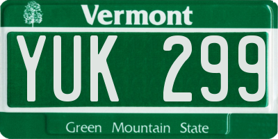 VT license plate YUK299