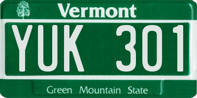 VT license plate YUK301