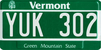 VT license plate YUK302
