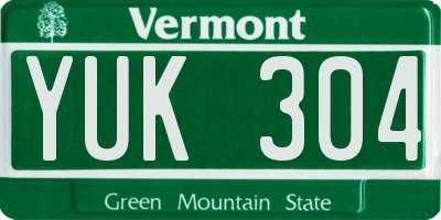 VT license plate YUK304