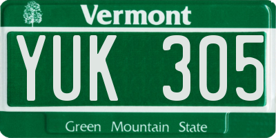 VT license plate YUK305