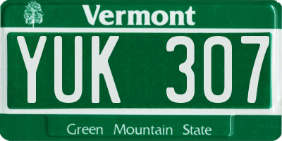 VT license plate YUK307