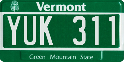VT license plate YUK311