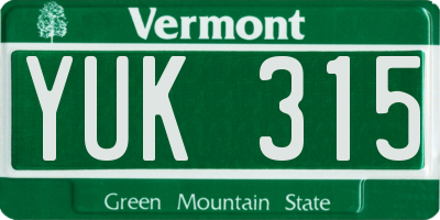 VT license plate YUK315