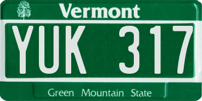 VT license plate YUK317