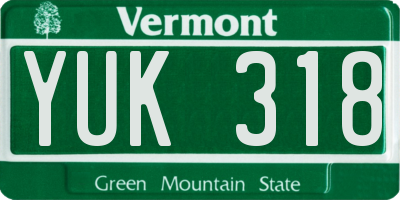 VT license plate YUK318