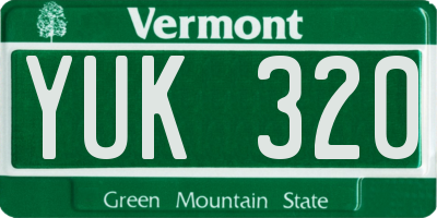VT license plate YUK320
