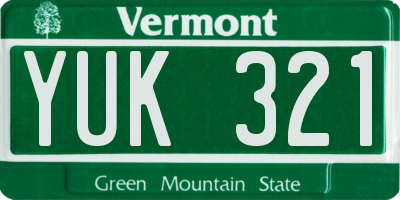 VT license plate YUK321