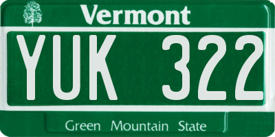 VT license plate YUK322