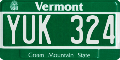 VT license plate YUK324