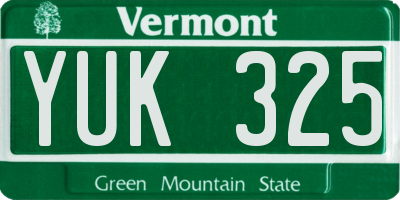 VT license plate YUK325