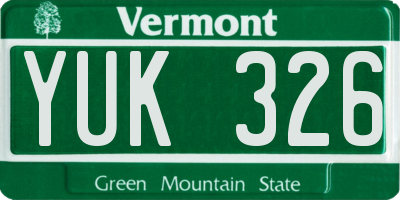 VT license plate YUK326