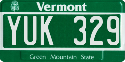 VT license plate YUK329