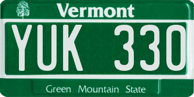 VT license plate YUK330