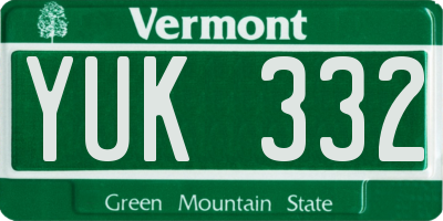 VT license plate YUK332